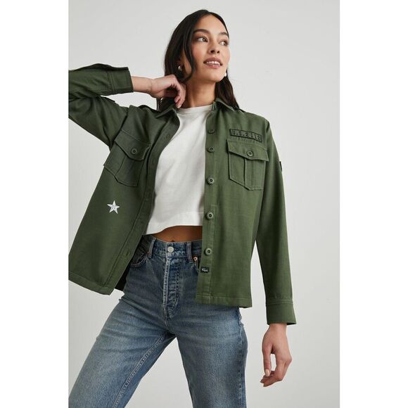 Rails LOREN SHIRT JACKET Military Olive Green size XS Button Down Linen Blend - Picture 2 of 13